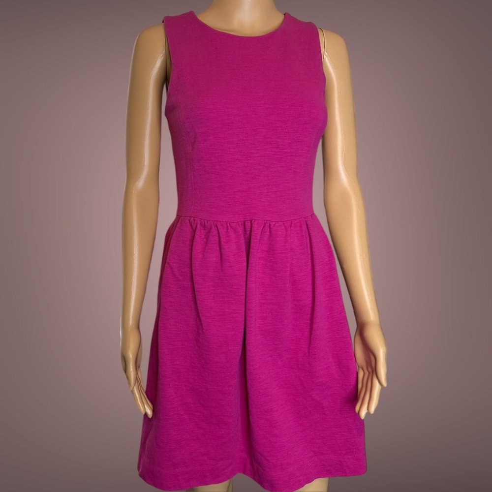 J.Crew|A-Line Dress|Size XS|Magenta-Pink|Front Pleated|Knee Length|Stretch
